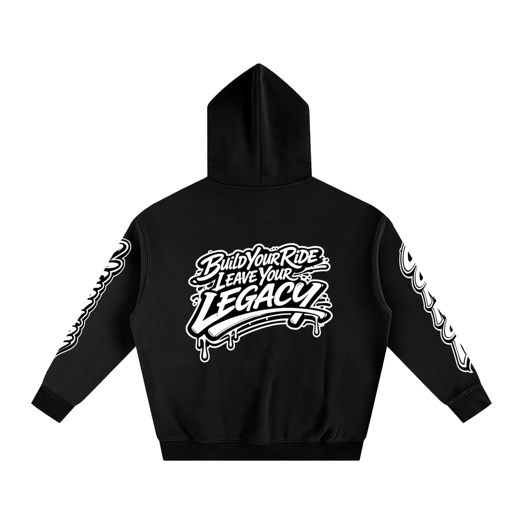 Oversize Fleeced Hoodie Black and White
